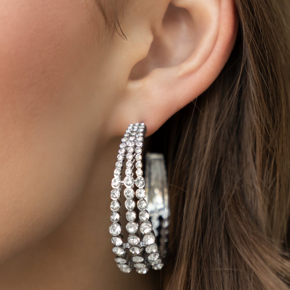 Cosmopolitan Cool Hoop Rhinestones 😎 Earrings - Picture 3 of 3
